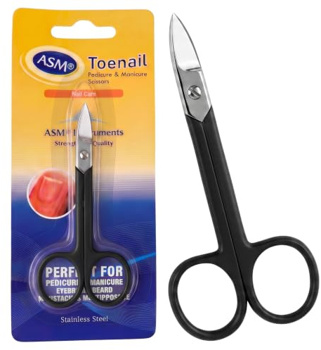 Toe Nail Scissors Stainless Steel for Ingrown Toenail Treatment (Black) | Heavy Duty Stainless Steel Toenail Scissors With Sharp Curved Blades For Precise Nail, Cuticle, Eyebrow And Grooming Care
