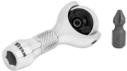 Titan 11340 1/4-Zoll-Antrieb x 2-1/4-Zoll-90-Zahn-Schwenkkopf-Nano-Ratsche mit Sechskantantriebsgriff