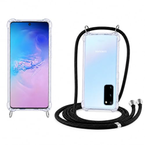JProtect für Samsung Galaxy S20 Plus Hülle mit Band – Handyhülle zum Umhängen mit Band in Schwarz – Handykette Samsung Galaxy S20 Plus Kordel Hülle mit Kette/Schnur – Schützendes Case