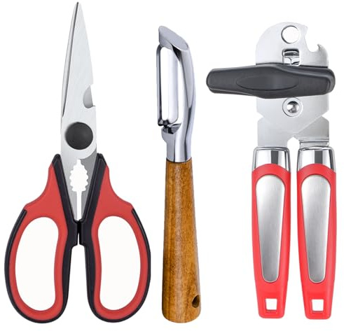 KYDLLF - Tijeras y abrelatas, kit pelador, utensilios de cocina zurdos para zurdos/adultos (3 en 1)