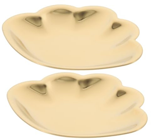 Luxshiny Piattino Porta Gioie a Conchiglia 2 Pezzi in Acciaio Inox Oro