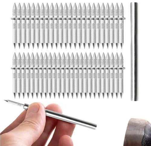 Cement Nails - Double Ended Nails 100 Pieces - Invisible Security Screws with Sleeve Tool for Baseboard Sofas Furniture Bed Structures Wooden Chairs Home