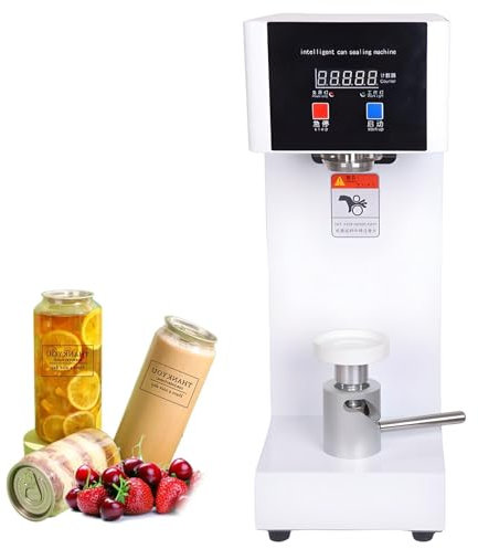 CYTBEK Electric Can Sealer Machine Automatic Tin Cup Jar Sealing Tool – 180W Semi-Auto Can Seamer for 330/500/650ml Aluminum Glass Pull-Tab Beverage Cans, Adjustable Height, 5s Fast Capping white