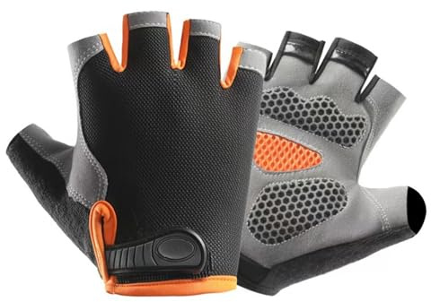 OnlyPRIME FitGrip Fahrradhandschuhe Herren Sommer – Fitnesshandschuhe Herren Kraftsport mit Gelpolster, Atmungsaktiv & rutschfest für Gym, Training und Klettern (Naranja, M)
