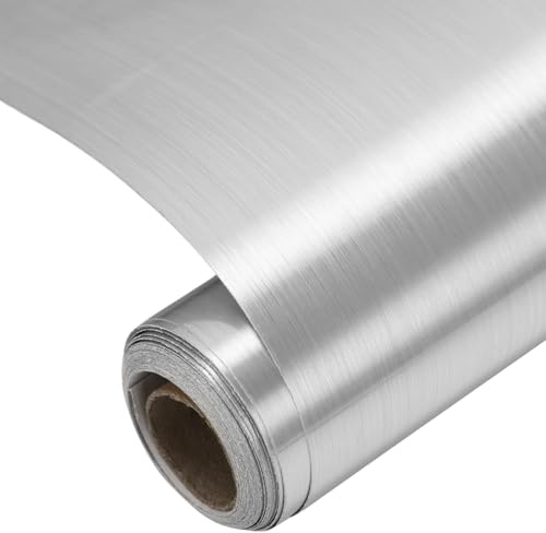 YOFAPA Spiegelfolie Selbstklebend 40 cm X 5 M Spiegelfolie Wandspiegel Gebürstetes Silber Möbel Klebespiegel Für Die Wand & Schrank Klebefolie Deko Wasserfeste Klebefolie