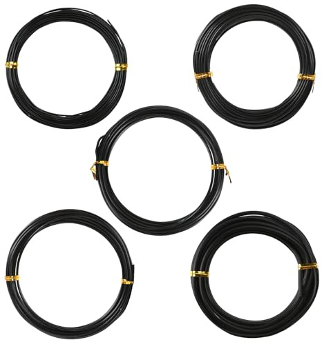 5 Rolls Bonsai Wire, 147 Feet Aluminum Bonsai Training Wires, 5 Sizes Plant Training Wires Black Plant Wires Aluminum Wire for Bonsai Tree Training Indoor DIY Crafts (1mm, 1.5mm, 2mm, 2.5mm, 3mm)