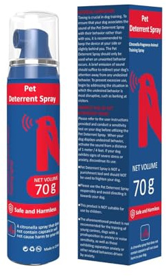 Komprimerad hund korrigerande spray med citrongräs - Säker och humant ljudavstötande för träning - Hjälper till att minska skabb, hopp och oönskat beteende - Upp till 70 sprayer (70 g)
