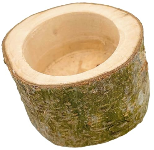 GRIRIW Plato de Comida de Madera para Hámster y Chinchillas, Cuenco Doméstico Pequeño de Madera Natural, Comedero Seguro y Fácil de Limpiar para Mascotas Pequeñas, Accesorio