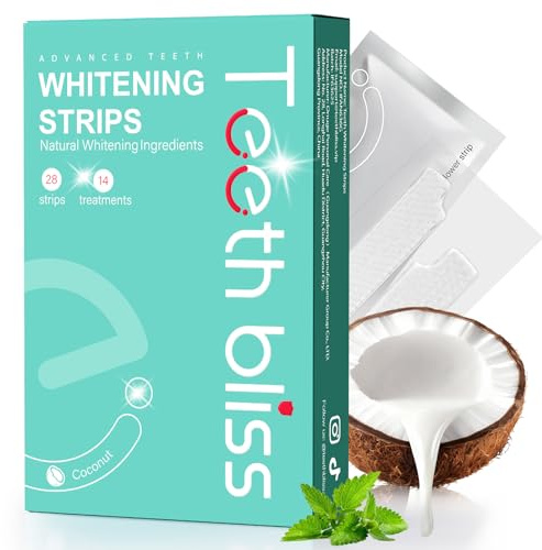Blanchiment Dentaire 28 Bandes Blanchissantes Dents Sans Peroxyde | Efficaces & Douces, Élimine Taches Café, Thé, Vin & Tabac, Résultats Visibles Rapidement