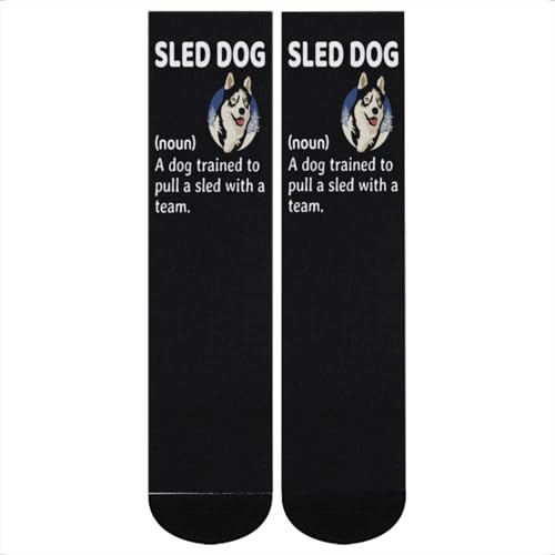 Sled Dog Definition Socks - Mushing Crew Socks for Dog Sledders, Husky Racers, and Winter Sports Athletes