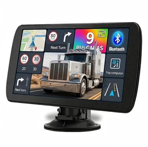 9 Pulgadas Navegador GPS para Camiones y Coches, con Bluetooth y Actualizaciones de Mapas de Europa para Toda la Vida