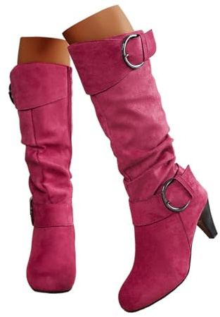 HTNEDNST Stivali da cowboy da donna, stivaletti estivi in stile vintage, stivaletti tradizionali, mezza altezza, tacco a blocco, stivali da cowgirl, stivali da equitazione, stivaletti classici western