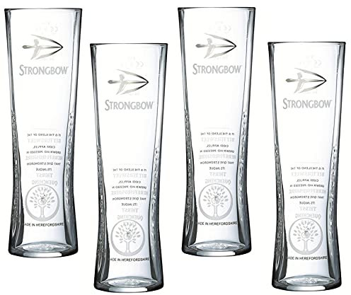 Strongbow Heritage Pint Glasses CE 20oz / 568ml - Set of 4 | Toughened Draft Cider Glasses, Arc Fully Tempered Pint Glasses