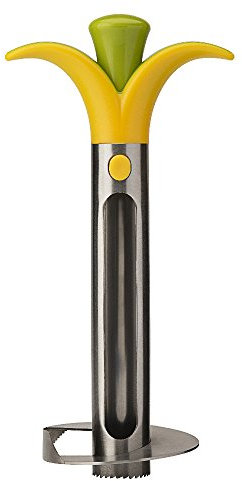Joie Vaciador Pelador de Piña, Acero Inoxidable, Gris y Amarillo, 9.5x9.5x25.5 cm