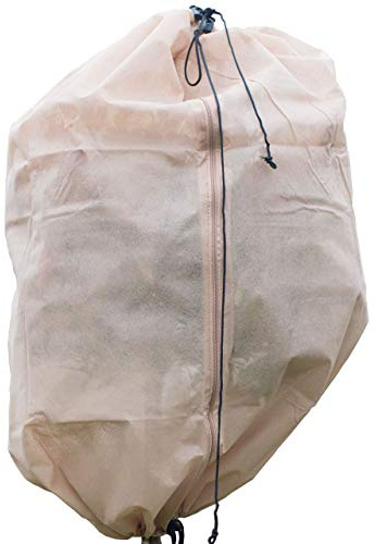 AFP Wintervlies-Thermomantel, beige, Ø 70 x 150cm, 50g/qm Gartenvlies atmungsaktiv/Rosen, Kübelpflanzen überwintern/Frostschutz Pflanzen/Reißverschluss & Kordel / 2 Jutesäckchen gratis