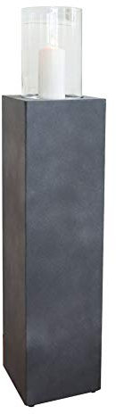VIVANNO Windlichtsäule Boden-Windlicht Kerzenhalter Deko-Laterne Fiberzement Lumira 97 cm hoch Grau