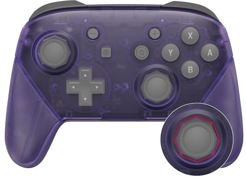 eXtremeRate Clear Atomic Purple Octagonal Gated Sticks Faceplate Backplate Handles, DIY Replacement Grip Housing Shell Cover for Nintendo Switch Pro Controller- Controller NOT Included