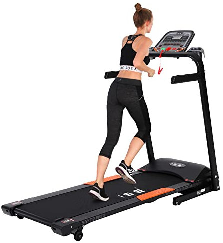ISE Laufband für Zuhause, 1-14 km/h Walking Pad,Klappbar Laufband mit Steigung, 15 Trainingsprogramme Treadmill für Zuhause & Büro