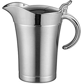 Curroxer - Caraffa per salse, 750 ml, in acciaio inox, con doppio isolamento, ideale per sugo, crema pasticcera e crema, colore: argento
