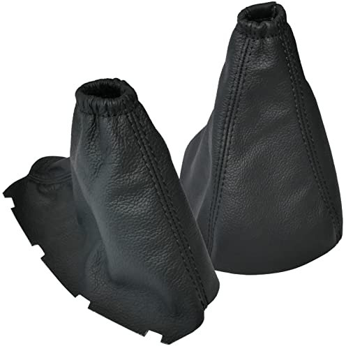 AERZETIX - C60300 - Faltenbalg für schalthebel und handbremse aus echtem leder - kompatibel mit Kia Sorento 2002-2006 - farbe: schwarz mit nähte schwarz - für manuelles getriebe