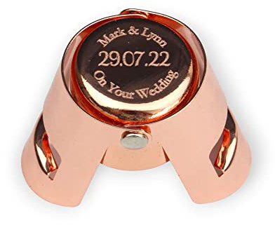 Personalised Rose Gold Engraved Prosecco & Champagne Stopper (Rose Gold - Date Design)