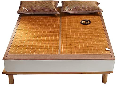 ZHOUXIAO Summer Sleeping Mat Bamboo Cooling Mattress Topper Pad,Straw Mat Summer Sleeping Mats Bed-mat Folding Double-Sided Use Bedroom Cooling for Single Double Bed 0.9 * 1.9M/35 * 74in