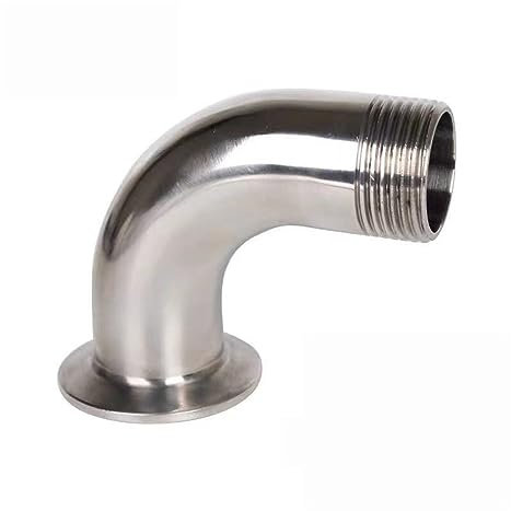 PRIMUZ 3/4 Zoll DN20 BSP Außengewinde SS304 Zwinge, 90-Grad-Winkelrohrverschraubung, kompatibel mit Homebrew, kompatibel mit 1,5 Zoll Tri-Clamp