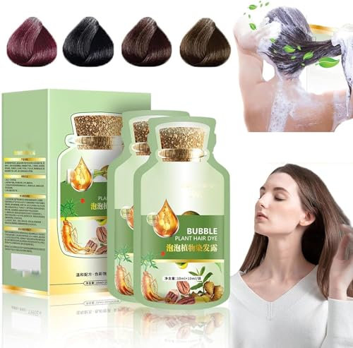 Natural Plant Hair Dye,New Botanical Bubble Hair Dye,Pure Plant Extract for Grey Hair Color Bubble Dye,Plant Based Hair Dye Shampoo for Women Men,Plant Bubble Hair Dye (Chestnut Brown)