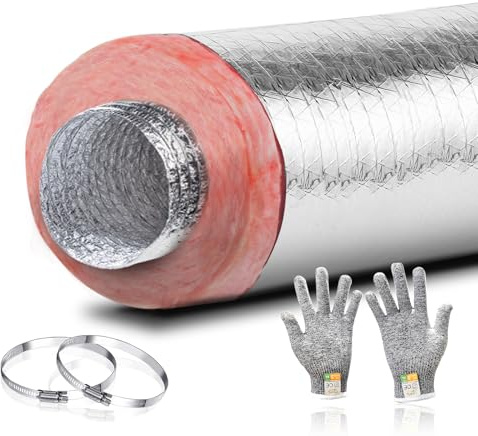 Cuchiilo 6 Inch 25 Feet Insulated Flexible Duct R8,HVAC Insulated Flex Ducting 6'' X 25,Silver Jacket-R8 Ductwork,Heating and Air Conditioning (HVAC) Systems