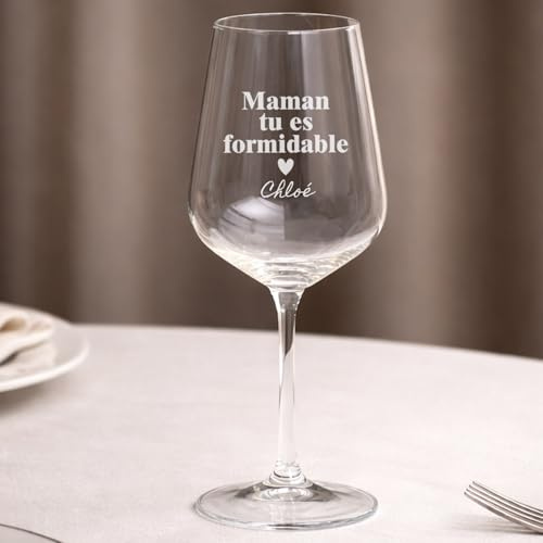 Wanapix | Verre à Vin Maman Personnalisé | Cadeau Fête des Mères | Idee Cadeaux Anniversaire Femme | Gravure | 45cl | Maman Formidable