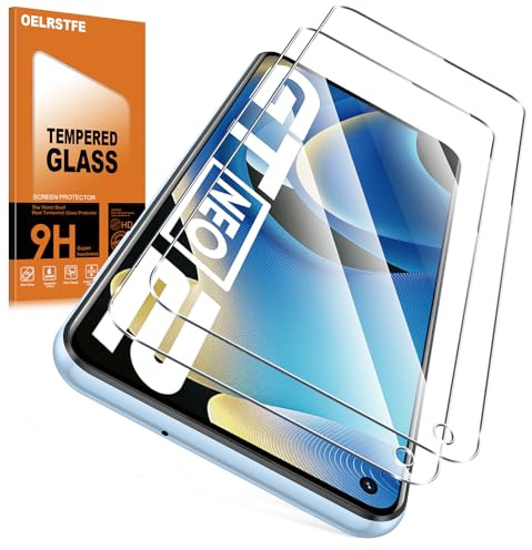 Oelrstfe 2 Piezas Protector Pantalla Para Realme GT Neo2/GT 2/GT Neo 3T 5G Cristal Templado Dureza 9H Antiarañazos Antihuellas Sin Burbujas Ultra HD Transparente Ultra Resistente Vidrio Película