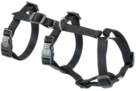 Ferplast Hundegeschirr Kleine Hunde Brave SMALL, Ausbruchsicheres Hundegeschirr, Greyhound, Verstellbares Geschirr für Hunde, 6 Verschlüsse, Schwarz