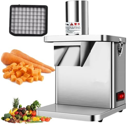 LFfwynog Rallador eléctrico, Disparador de Ensalada de 250 W, Cortador de Verduras eléctrico, Picador triturador para Frutas, Cortador de Alimentos de Acero Inoxidable para Verduras,8.2 * 8.2mm
