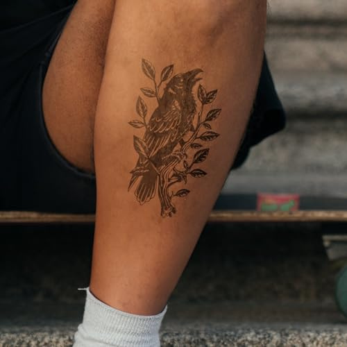 Inkster Tattoo - Dunkler Rabe Tattoo- vegane & wasserfeste Temporäre Tattoos für Erwachsene - EU-Kosmetikzertifizierte Farbe - revolutionäres 2 Wochen Tattoo - Premium Klebetattoos & Fake Tattoo