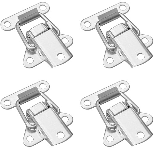 4 PCS 304 Stainless Steel Tension Clasp Spring Loaded Latch for Boxes, Drawers, Suitcases (180 Degree)