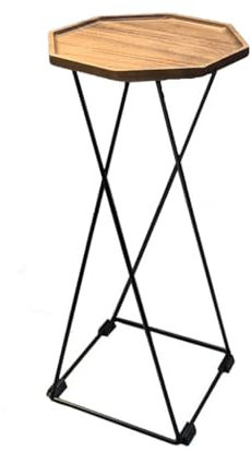 WLCNYL Table d'appoint Moderne Simple en Bois Massif de Fer - Cadre en métal Noir Mat et Combinaison Calme de Noyer Noir, Table Basse Ronde octogonale/Ronde - 25 * 25 * 52cm