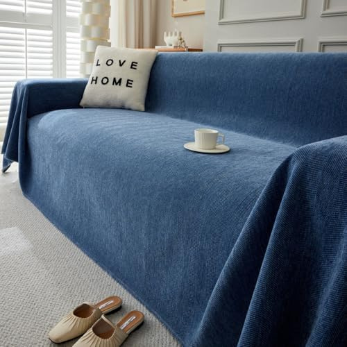 Highdi Sofadecke Universelle Couch Überzug Einteiliger Vielseitige rutschfeste Fischgrätenmuster Sofa Cover Decke 1 2 3 4 Sitzer Sofa Überzug L Form Sofabezug Ecksofa (180x300cm,Blau)