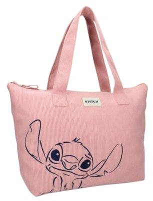 mybagstory - Einkaufstasche aus Cord Stitch Rosa – Damen – Teenager – Strand – Einkauf – Schule – College – Größe 48 cm – Hosenträger