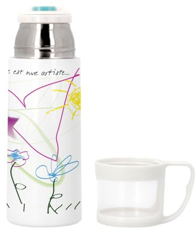 Bouteille thermo en Inox avec Tasse Intégrée - Dessin d'enfant Ma Fille Est une Artiste Mignon - 350ml - Bouteille Isotherme