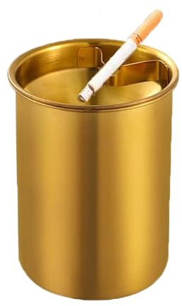 Goldener Edelstahl Aschenbecher mit Deckel