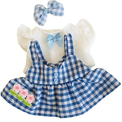 ＡＷＨＡＯ 3 Stück 20 cm Miniatur Puppenkleidung, Niedliche Puppenkleidung, Handgefertigt, Alltagskleidung, Mädchen Puppen Outfits für 20 cm Große Plüschpuppen, Blau