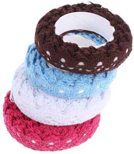 ADOCARN 4rollen Spitzenband Aus Baumwolle Selbstklebend Für Scrapbooking Diy Fotoalben Kreative Dekoration Dekorative Aufkleber Spitzenmuster