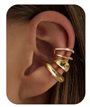 CASSIECA Ear Cuff Pendientes Ajustables Clip Falsos Oreja Helix Puños de Cartílago Pendientes Hipoalergénicos Oro