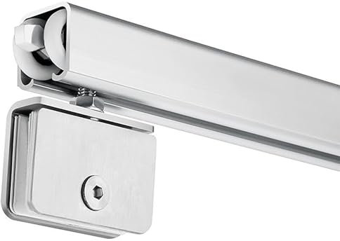 HDYZJQ Sliding Glass Door Track System, Top Hung Sliding Door Hardware Kit Replacement for Closet/Pocket Door/Bathtub/Shower Door/Patio/Balcony Partition Doors(Silver,L 155in/394cm)
