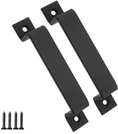 Exsbtay 2 Pezzi Maniglia per Porta da Fienile, Maniglia Porta del Fienile in Acciaio al Carbonio, per Porta Scorrevole in Legno Maniglie per Porte Scorrevoli con Viti, per Porte in Legno