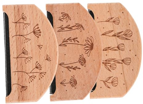 OSALADI Quitapelusas Para Ropa 3 Pcs De Madera De Haya, Afeitadora Manual Antideslizante, Portátil y Cómoda, Para Eliminar Bolitas En Suéteres, Cojines y Tejidos, Herramienta Práctica Hogar y Ropa