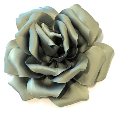 Barrette à cheveux et broche avec grand corsage rose en satin, options multicolores (vert sauge)