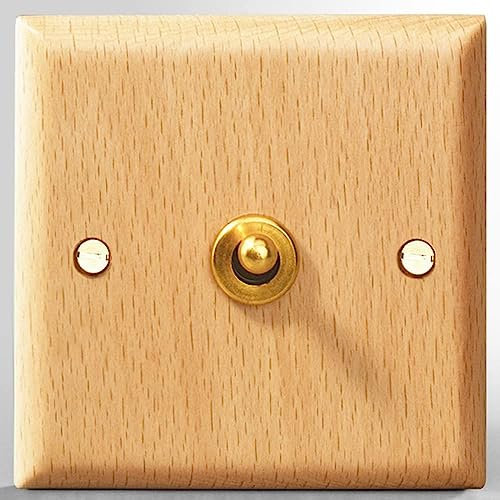 Interruptores basculantes de luz, Interruptor de luz de palanca de madera 86 Tipo de pared Luz de lujo Palanca manual Interruptor de palanca intermedio de latón Sólido(1 gang)