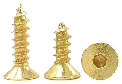 ZONSHJDKR Schrauben M3 M4 Titanbeschichtung Gold Senkkopf Innensechskant Selbstschneidende Schraube 10 Stück, 10 Stück, M3 x 8 mm(M4x12mm)