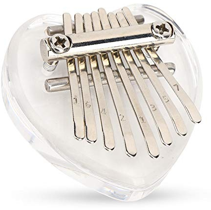 8 nycklar kalimba, mini bärbar akryl tummen piano musikinstrument för barn vuxna nybörjare (Heart-shaped crystal)